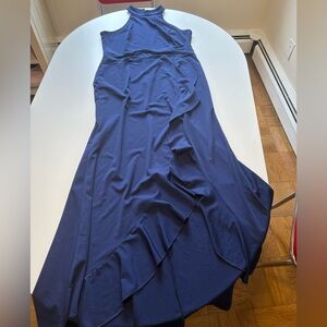 Navy Ruffle-Trim Women's Semi Formal Dress
